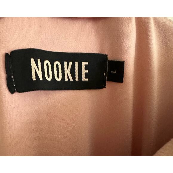 NOOKIE Lust One-Shoulder Gown Dress Floor-Length Nude Crepe - Sz Large - Picture 4 of 8
